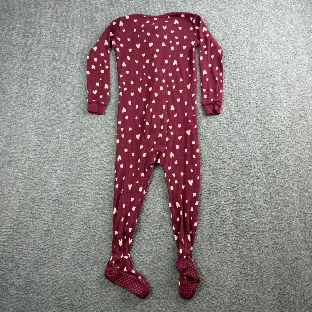 Member's Mark Sleep & Play Kids 24M Burgundy Heart Print‎ Footed Pajamas